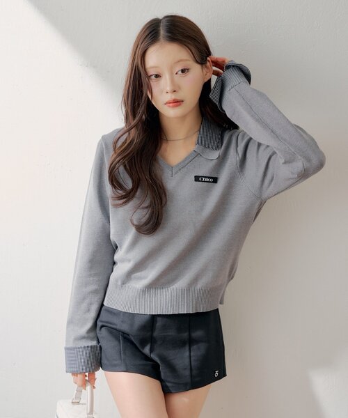 Chico(チコ)の「シャツレイヤードVネックニット(ニット/セーター・レディース・ブラック/グレー/アイボリー/ピンク・FREE)」の19枚目の写真