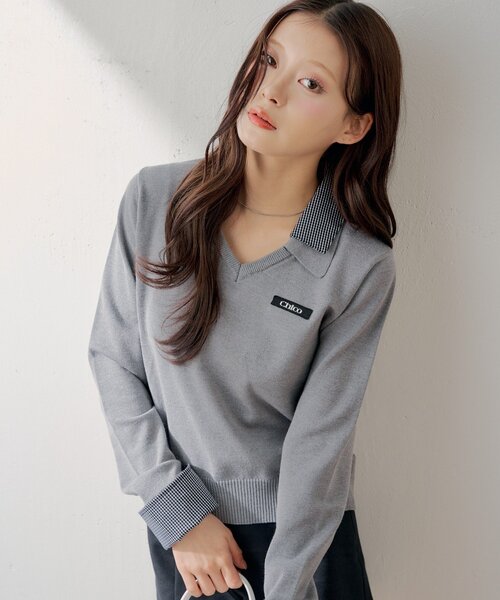 Chico(チコ)の「シャツレイヤードVネックニット(ニット/セーター・レディース・ブラック/グレー/アイボリー/ピンク・FREE)」の20枚目の写真