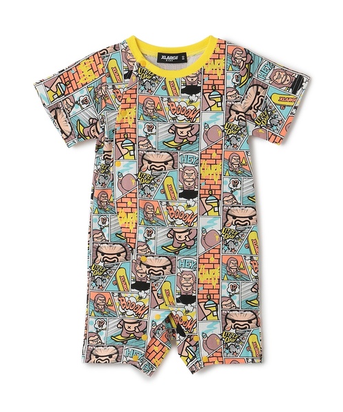 XLARGE KIDS（エクストララージキッズ）の「コミックファニーゴリラ ショートオール（ロンパース・キッズ・ブルー/レモンイエロー・80ｃｍ/70cm）」の2枚目の写真