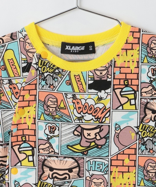 XLARGE KIDS（エクストララージキッズ）の「コミックファニーゴリラ ショートオール（ロンパース・キッズ・ブルー/レモンイエロー・80ｃｍ/70cm）」の4枚目の写真