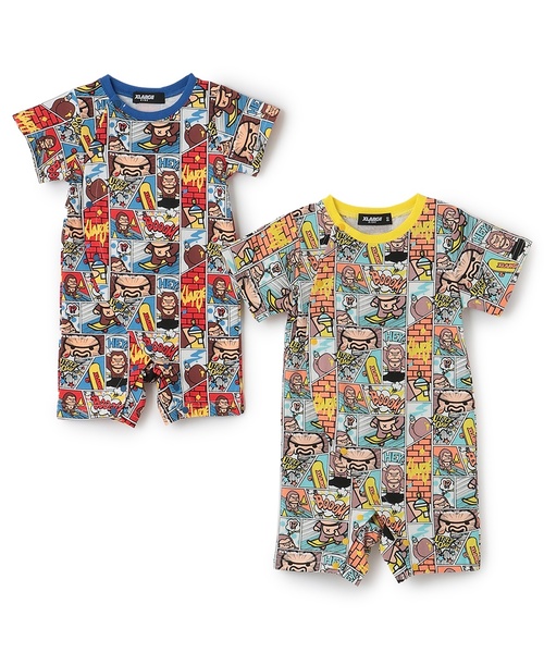 XLARGE KIDS（エクストララージキッズ）の「コミックファニーゴリラ ショートオール（ロンパース・キッズ・ブルー/レモンイエロー・80ｃｍ/70cm）」の9枚目の写真