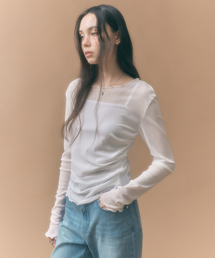 サイドシェアリングメッシュロングスリーブアイボリーMDTS061IVORY