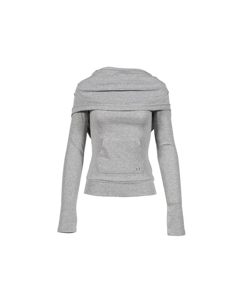 BOHEMSEO(ボヘミアンソウル)の「SOFT COWL HOOD T(Tシャツ/カットソー・レディース・グレー/ブラック・OS)」の1枚目の写真