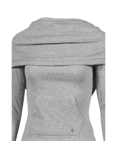 BOHEMSEO(ボヘミアンソウル)の「SOFT COWL HOOD T(Tシャツ/カットソー・レディース・グレー/ブラック・OS)」の8枚目の写真