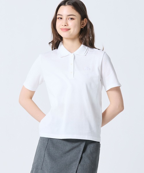 LACOSTE(ラコステ)の「ダブルカラー鹿の子鹿の子ポロシャツ(ポロシャツ・レディース・ホワイト/アクア・34/38/36/40)」の4枚目の写真