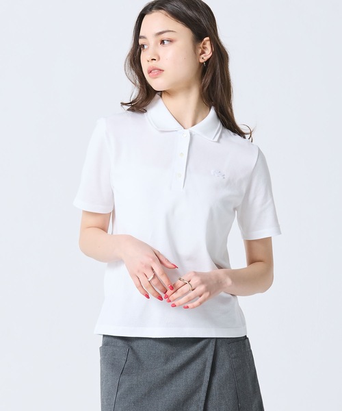 LACOSTE(ラコステ)の「ダブルカラー鹿の子鹿の子ポロシャツ(ポロシャツ・レディース・ホワイト/アクア・34/38/36/40)」の5枚目の写真