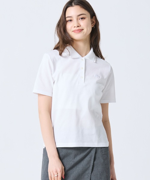 LACOSTE(ラコステ)の「ダブルカラー鹿の子鹿の子ポロシャツ(ポロシャツ・レディース・ホワイト/アクア・34/38/36/40)」の6枚目の写真