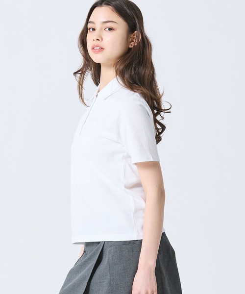 LACOSTE(ラコステ)の「ダブルカラー鹿の子鹿の子ポロシャツ(ポロシャツ・レディース・ホワイト/アクア・34/38/36/40)」の7枚目の写真
