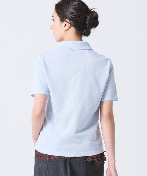 LACOSTE(ラコステ)の「ダブルカラー鹿の子鹿の子ポロシャツ(ポロシャツ・レディース・ホワイト/アクア・34/38/36/40)」の21枚目の写真