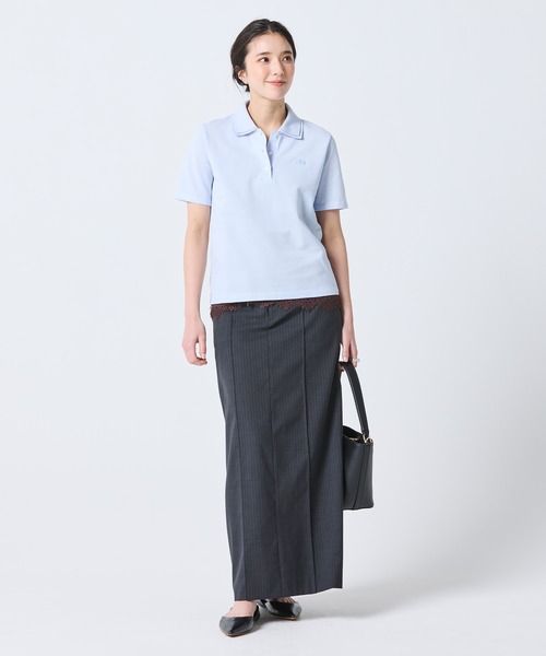 LACOSTE(ラコステ)の「ダブルカラー鹿の子鹿の子ポロシャツ(ポロシャツ・レディース・ホワイト/アクア・34/38/36/40)」の22枚目の写真