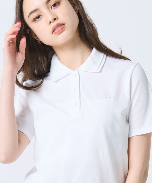 LACOSTE(ラコステ)の「ダブルカラー鹿の子鹿の子ポロシャツ(ポロシャツ・レディース・ホワイト/アクア・34/38/36/40)」の3枚目の写真