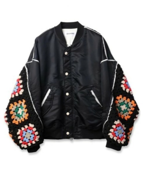 DISCOVERED（ディスカバード）の「【DISCOVERED/ディスカバード】CROCHET SLEEVE MA-1（MA-1・メンズ・ブラック/ブラック系2・3/1）」の2枚目の写真