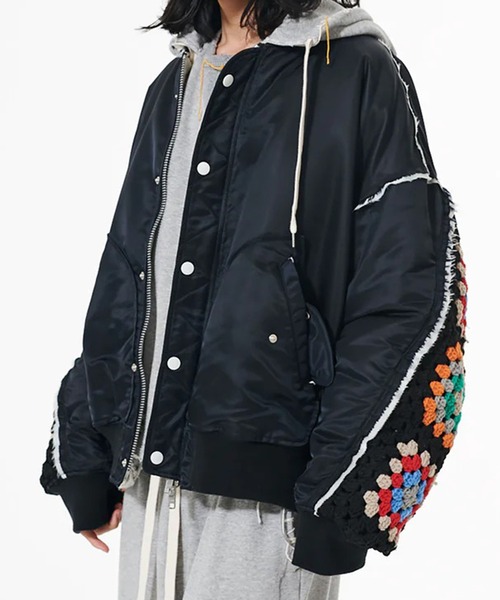 DISCOVERED（ディスカバード）の「【DISCOVERED/ディスカバード】CROCHET SLEEVE MA-1（MA-1・メンズ・ブラック/ブラック系2・3/1）」の3枚目の写真