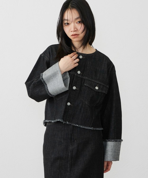 EDWIN（エドウィン）の「EDWIN エドウィン ロールアップ デニムジャケット Gジャン（デニムジャケット・レディース・ブラック系その他/インディゴブルー/ライトインディゴブルー・FREE）」の14枚目の写真