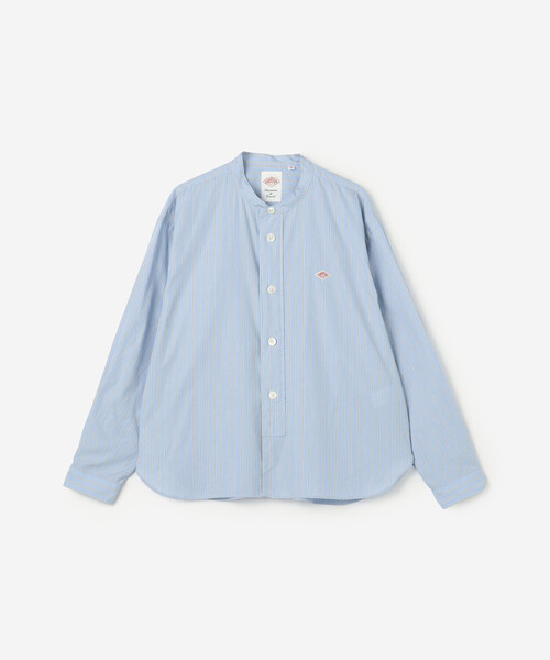 DANTON | コットンポプリン 長袖バンドカラーシャツ STRIPE WOMEN