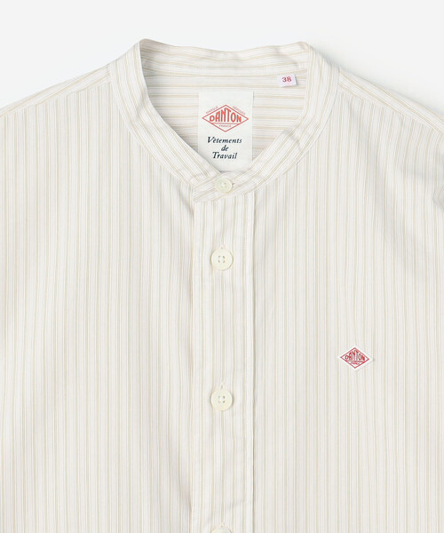 DANTON | コットンポプリン 長袖バンドカラーシャツ STRIPE WOMEN