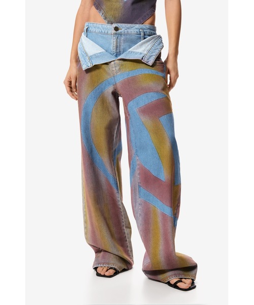 Desigual(デシグアル)の「【Desigual×MASHA POPOVA】レイヤードウエスト グラデーションワイドデニムパンツ(デニムパンツ・レディース・イエロー・S/M/L/XS)」の1枚目の写真