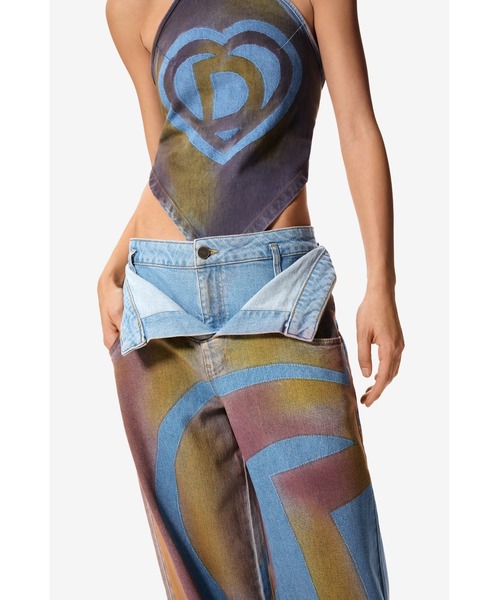 Desigual(デシグアル)の「【Desigual×MASHA POPOVA】レイヤードウエスト グラデーションワイドデニムパンツ(デニムパンツ・レディース・イエロー・S/M/L/XS)」の3枚目の写真