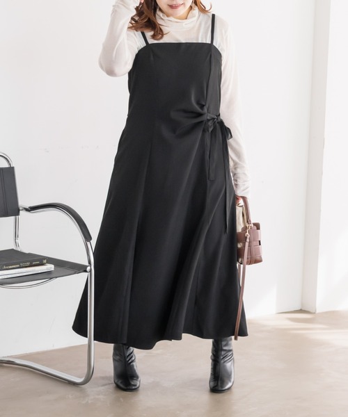 CLETTE(クレット)の「CLETTEオリジナルアシメサイドリボンキャミワンピース(ワンピース・レディース・チャコールグレー/ブラック/ベージュ・4L/3L/LL)」の11枚目の写真