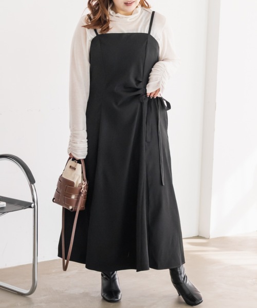 CLETTE(クレット)の「CLETTEオリジナルアシメサイドリボンキャミワンピース(ワンピース・レディース・チャコールグレー/ブラック/ベージュ・4L/3L/LL)」の10枚目の写真