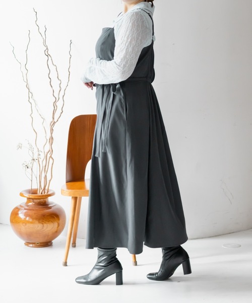 CLETTE(クレット)の「CLETTEオリジナルアシメサイドリボンキャミワンピース(ワンピース・レディース・チャコールグレー/ブラック/ベージュ・4L/3L/LL)」の14枚目の写真
