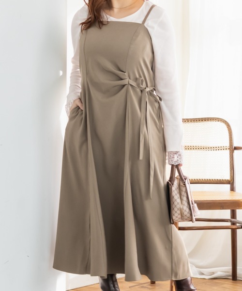 CLETTE(クレット)の「CLETTEオリジナルアシメサイドリボンキャミワンピース(ワンピース・レディース・チャコールグレー/ブラック/ベージュ・4L/3L/LL)」の15枚目の写真