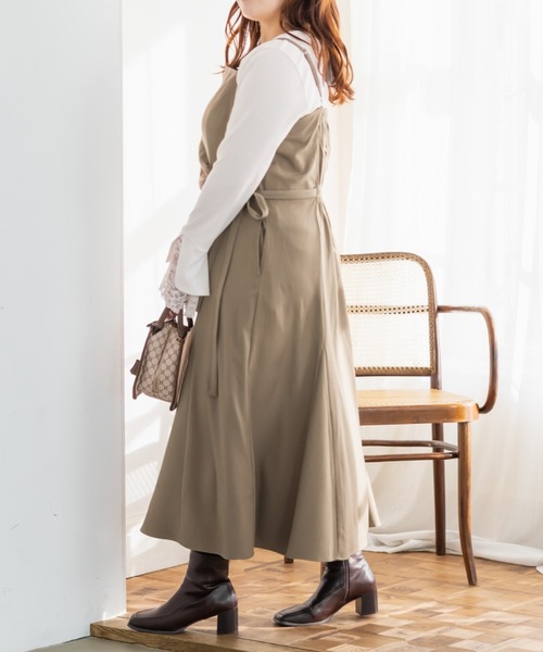 CLETTE(クレット)の「CLETTEオリジナルアシメサイドリボンキャミワンピース(ワンピース・レディース・チャコールグレー/ブラック/ベージュ・4L/3L/LL)」の18枚目の写真