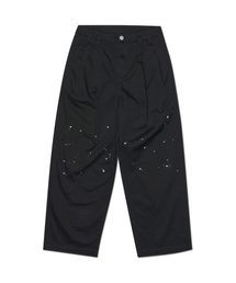 PAINTED TWO TUCK PANTS - BLACK