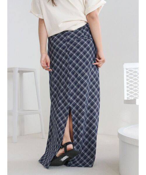 Ungrid（アングリッド）の「チェックアイラインスカート（スカート・レディース・ネイビー/ブラウン・FREE）」の11枚目の写真