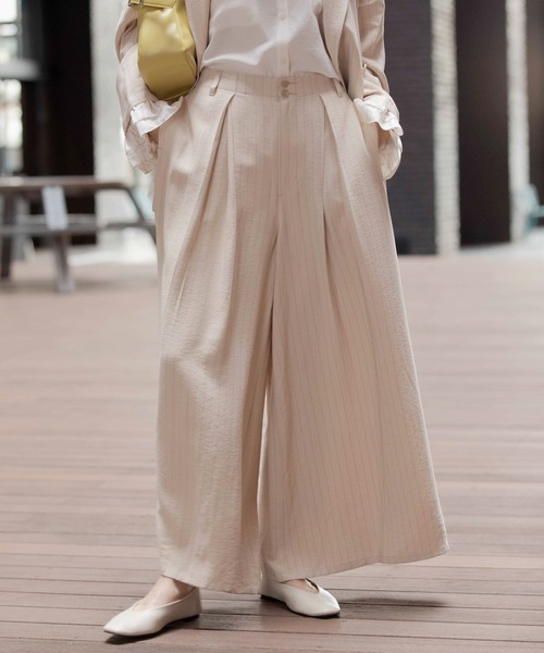 LEPSIM（レプシィム）の「《オフィスライン》アソートスーパーワイドパンツ　637917（その他パンツ・レディース・ベージュ/グレー/チャコールグレー・FREE）」の14枚目の写真