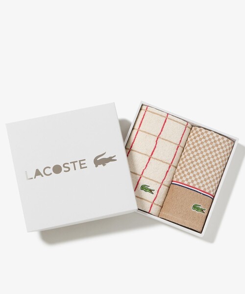 LACOSTE(ラコステ)の「フェイスタオル&ゲストタオル ギフトセット(タオル・レディース・ベージュ/ブルー・FREE)」の2枚目の写真