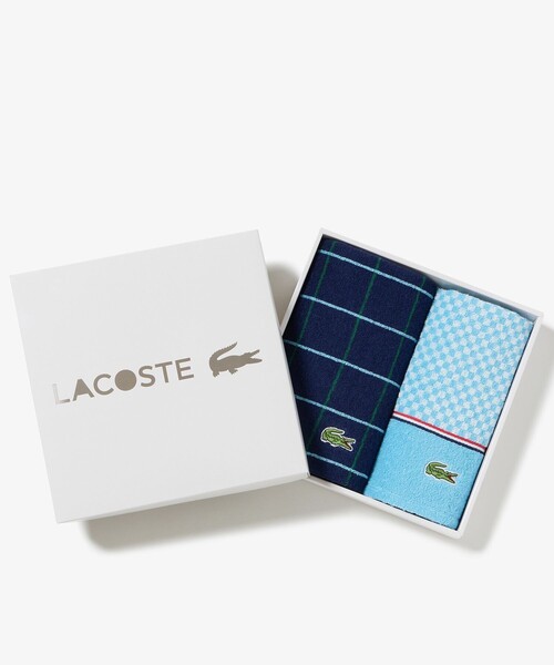 LACOSTE(ラコステ)の「フェイスタオル&ゲストタオル ギフトセット(タオル・レディース・ベージュ/ブルー・FREE)」の1枚目の写真