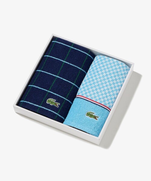 LACOSTE(ラコステ)の「フェイスタオル&ゲストタオル ギフトセット(タオル・レディース・ベージュ/ブルー・FREE)」の3枚目の写真