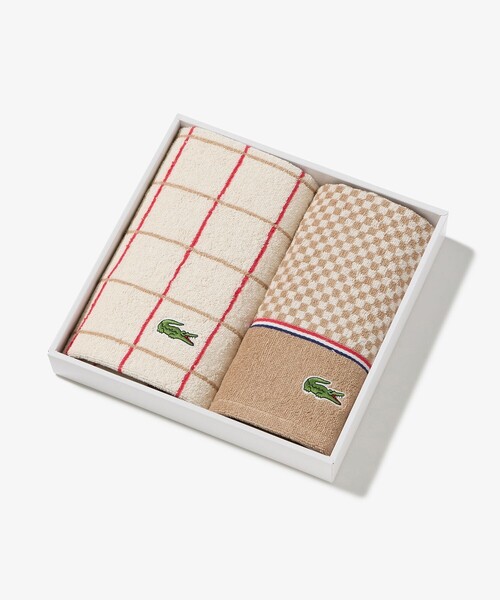 LACOSTE(ラコステ)の「フェイスタオル&ゲストタオル ギフトセット(タオル・レディース・ベージュ/ブルー・FREE)」の13枚目の写真