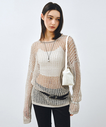 ペーパーネットシースルーニットトップ グレー MDKT126GRAY