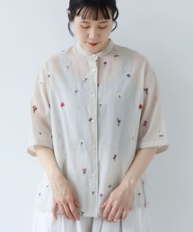 yuni（ユニ　）の「Cotton/Nylon sheer floral刺繍half sleeves シャツ（シャツ/ブラウス）」
