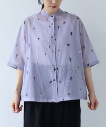 yuni（ユニ　）の「Cotton/Nylon sheer floral刺繍half sleeves シャツ（シャツ/ブラウス）」