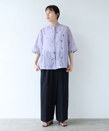 bulle de savon（ビュルデサボン）の「Cotton/Nylon sheer floral刺繍half sleeves シャツ（シャツ/ブラウス）」