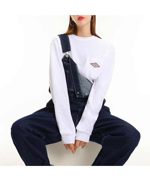 GRANFINNY(グランフィニ)の「ロングスリーブシグネチャーワッペンポケット長袖Tシャツ(Tシャツ/カットソー・レディース・ホワイト/ブラック/スカイブルー/オリーブ/チャコールグレー・MEDIUM/LARGE/X-LARGE/XX-LARGE)」の1枚目の写真