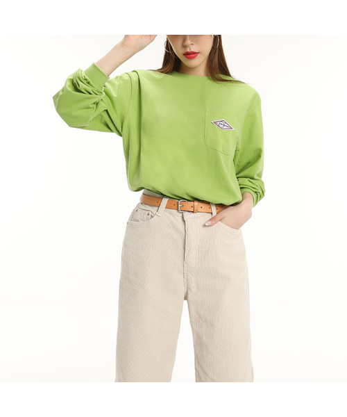GRANFINNY(グランフィニ)の「ロングスリーブシグネチャーワッペンポケット長袖Tシャツ(Tシャツ/カットソー・レディース・ホワイト/ブラック/スカイブルー/オリーブ/チャコールグレー・MEDIUM/LARGE/X-LARGE/XX-LARGE)」の4枚目の写真