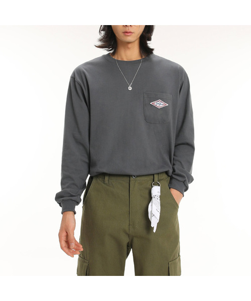 GRANFINNY(グランフィニ)の「ロングスリーブシグネチャーワッペンポケット長袖Tシャツ(Tシャツ/カットソー・レディース・ホワイト/ブラック/スカイブルー/オリーブ/チャコールグレー・MEDIUM/LARGE/X-LARGE/XX-LARGE)」の3枚目の写真