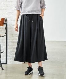 らいゆう♢首元リブなし♢リネン100％♢プルオーバー＆ガウチョパンツ パンツ 『しっかりリネン らくちんガウチョパンツ ネイビー MA00012-51