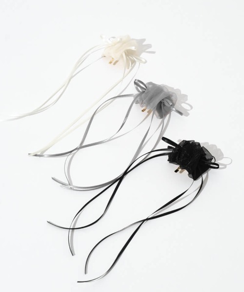 flower（フラワー）の「シフォンリボンピン（ヘアピン・レディース・ブラック/アイボリー/グレー・FREE）」の14枚目の写真
