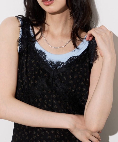 Unitage(ユニテージ)の「レースデザイン総柄キャミワンピース ドット/花柄(ワンピース・レディース・ブラック/アイボリー/ネイビー/その他・FREE)」の4枚目の写真