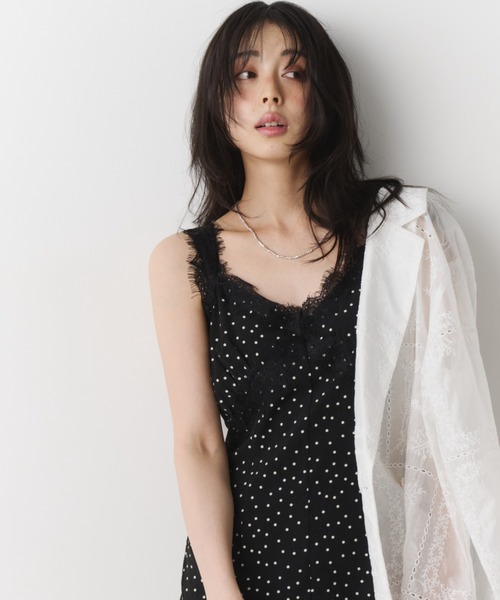 Unitage(ユニテージ)の「レースデザイン総柄キャミワンピース ドット/花柄(ワンピース・レディース・ブラック/アイボリー/ネイビー/その他・FREE)」の7枚目の写真