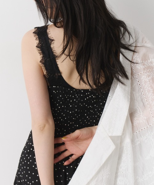 Unitage(ユニテージ)の「レースデザイン総柄キャミワンピース ドット/花柄(ワンピース・レディース・ブラック/アイボリー/ネイビー/その他・FREE)」の9枚目の写真