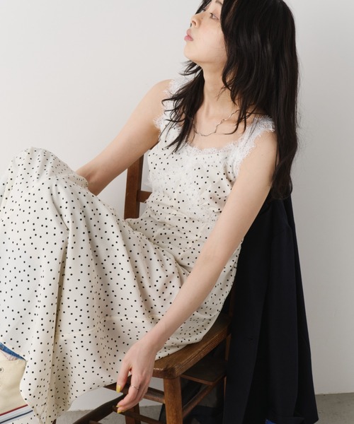 Unitage(ユニテージ)の「レースデザイン総柄キャミワンピース ドット/花柄(ワンピース・レディース・ブラック/アイボリー/ネイビー/その他・FREE)」の14枚目の写真