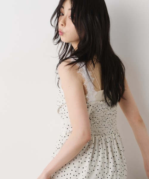 Unitage(ユニテージ)の「レースデザイン総柄キャミワンピース ドット/花柄(ワンピース・レディース・ブラック/アイボリー/ネイビー/その他・FREE)」の15枚目の写真