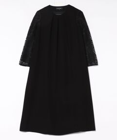 【喪服・礼服】【洗える】【慶弔両用】/レース袖のブラックフォーマルワンピース