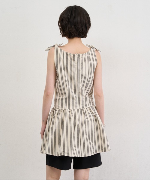 NUJOH(ヌゾ)の「Stripe Tie-Shoulder Mini Tunic Dress / ストライプタイショルダーミニチュニックワンピース(ワンピース・レディース・アイボリー/ブルー・FREE)」の7枚目の写真